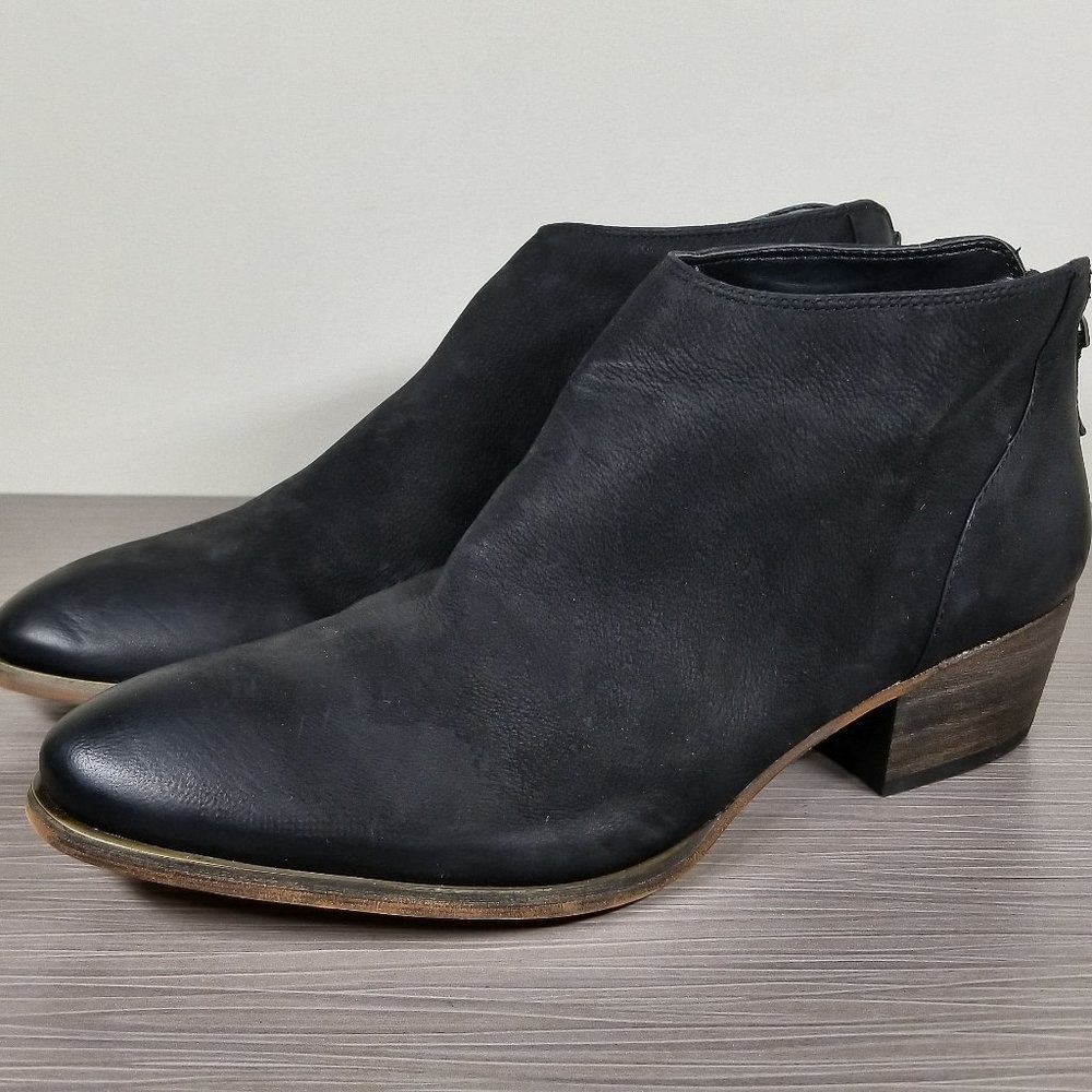 Caslon Mayne Midi Zip Bootie, Black Leather, Womens Size 9 M